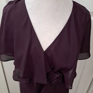 Vintage Eggplant Maxi Dress With Flutter Sleeves   Size 14